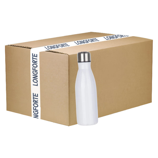 FULL CARTON - 50 x Water Bottles - ALUMINIUM - Bowling - 500ml - White