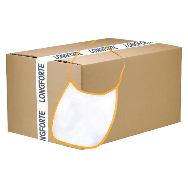 FULL CARTON - 100 x Baby Bibs - 100% Polyester - Orange - Longforte Trading Ltd
