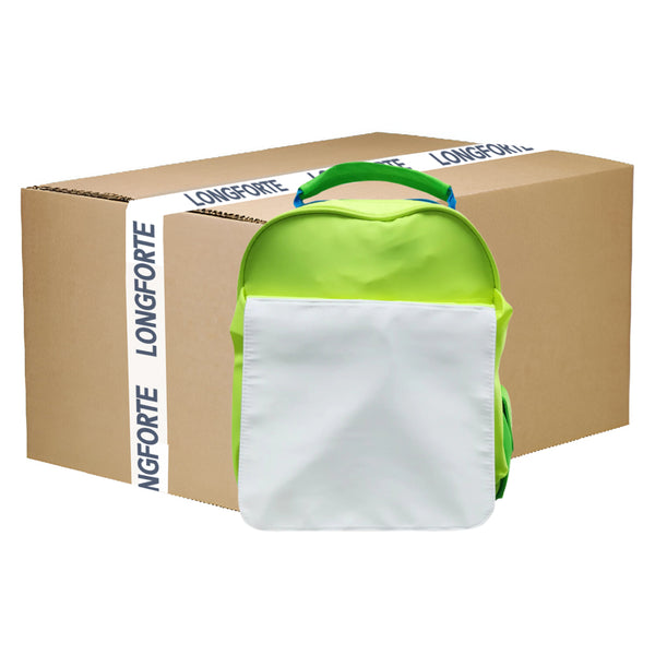 FULL CARTON - 20 x Neon Backpacks with Flap - Green and Blue Hi Vis - 33cm x 31cm x 8cm - Longforte Trading Ltd