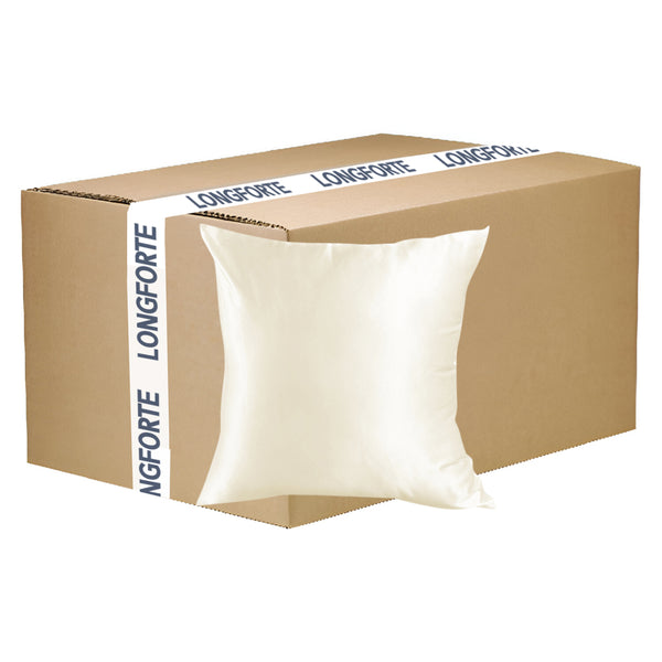 FULL CARTON - 100 x Cushion Covers - CREAM Satin Finish - 40cm x 40cm - Square - Longforte Trading Ltd