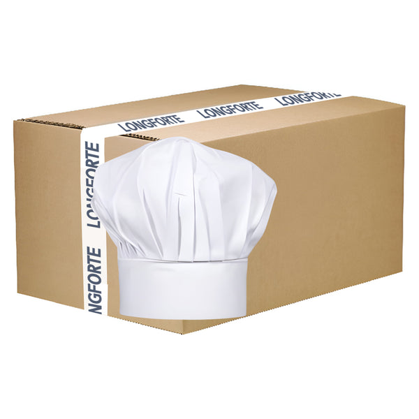 FULL CARTON - 100 x Chef's Hats - Adult - White - Longforte Trading Ltd