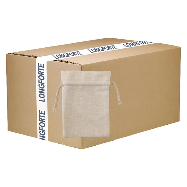 FULL CARTON - 100 x DOUBLE DRAWSTRING Bags - Thick Linen - 12cm x 15cm - Longforte Trading Ltd