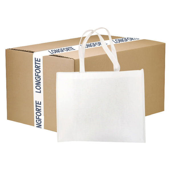 FULL CARTON - 120 x Shopping Bags with Gusset - Fibre Paper - 43cm x 37cm - Short Handles - Longforte Trading Ltd