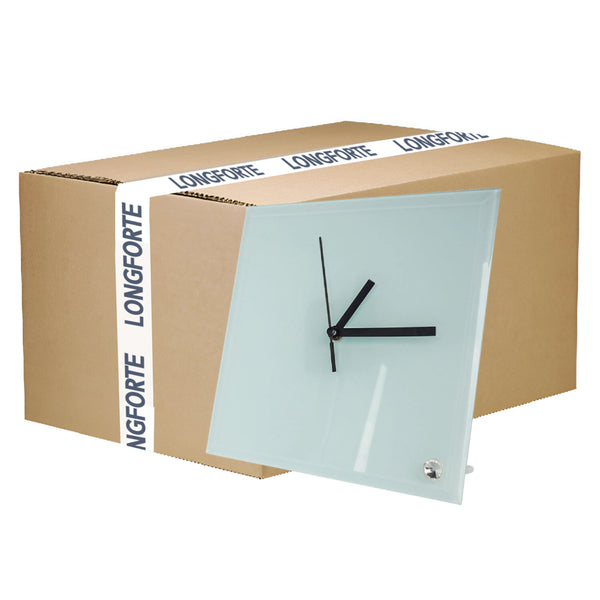 CARTON COMPLET - 20 x Horloges de Bureau en Verre - BRILLANT - Carré - 20cm