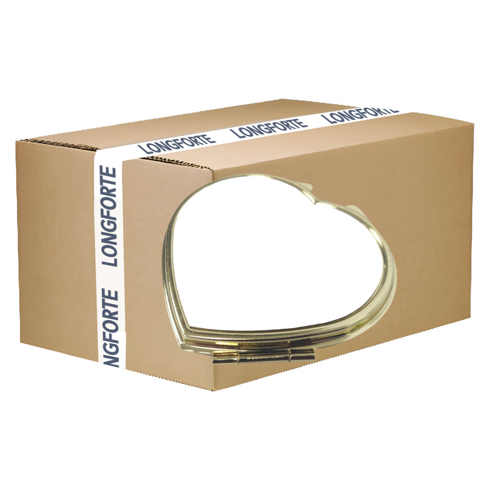 FULL CARTON - 200 x Compact Mirrors - Deluxe Classic Gold - Heart - Longforte Trading Ltd