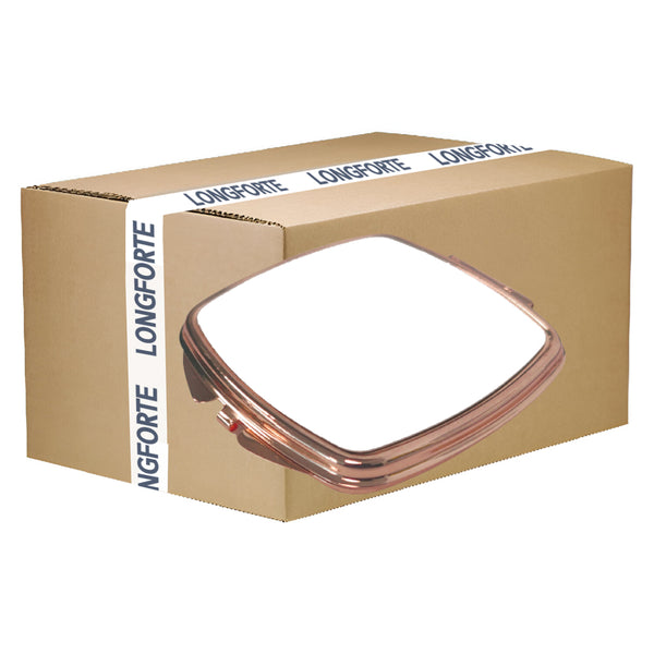CARTON COMPLET - 200 x Miroirs Compacts - Deluxe Or Rose - Carré Courbé 