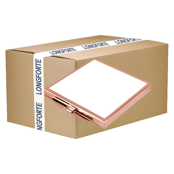 CARTON COMPLET - 200 x Miroirs Compacts - Deluxe Or Rose - Carré 5,5 cm