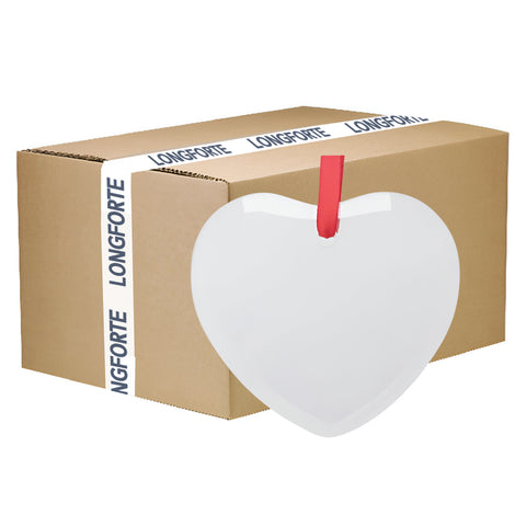 FULL CARTON - (100 PIECES) - 3in GLASS Hanging Ornaments - HEART