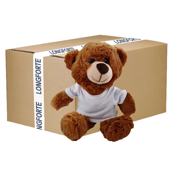 VOLLER KARTON - 50 x dunkelbraune Teddybären mit bedruckbarem T-Shirt