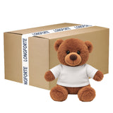 CARTON COMPLET - 50 x Ours en peluche marron foncé avec t-shirt imprimable