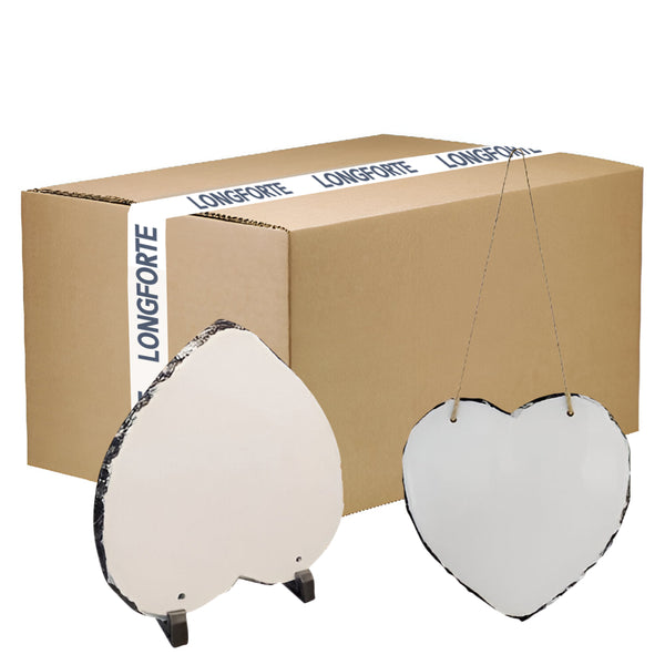 FULL CARTON - 20 x Blank 20cm x 20cm Large Heart Shaped Photo Slate with Stands
