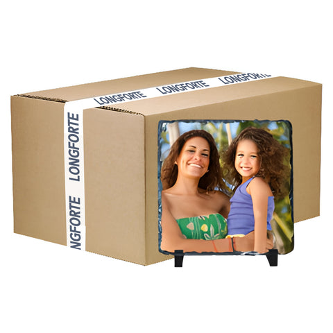 FULL CARTON - 40 x Matt Finish Small Blank Square (15cm x 15cm) Sublimation Photo Slates with Stands
