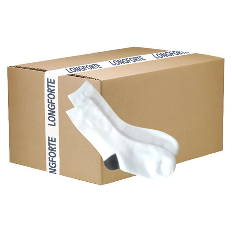 FULL CARTON - 144 Pairs x White Toe/ Black Heel - Women's Socks - 35cm