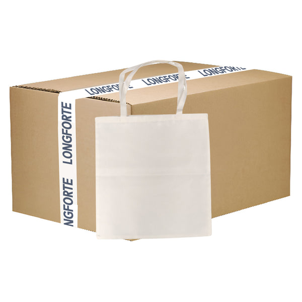 FULL CARTON - 100 x Tote Bags - Monaco - Satin Cream - 38cm x 40cm - Short Handles