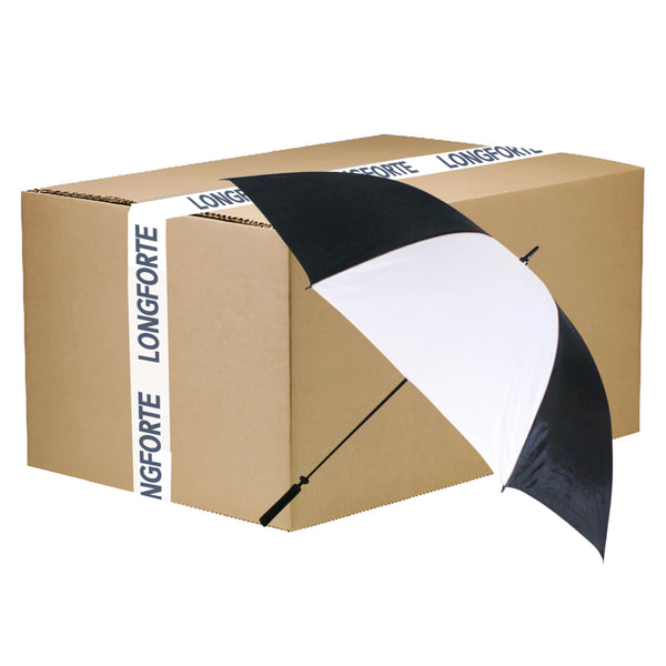 FULL CARTON - 24 x Large Sublimation Golf Umbrellas - 60" diameter - BLACK/ WHITE