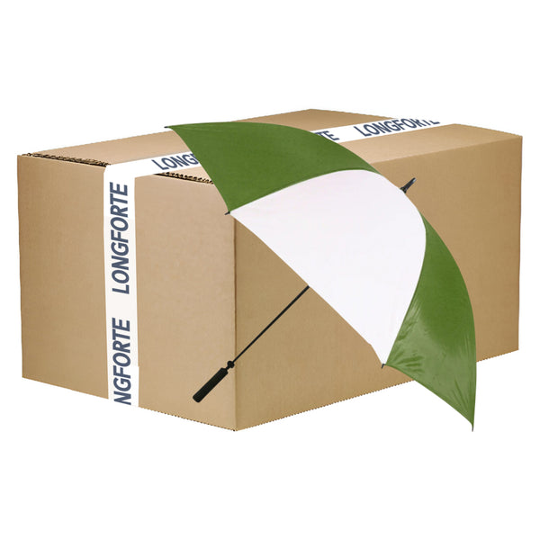 CARTON COMPLET - 24 x grands parapluies de golf à sublimation - 60" de diamètre - VERT/BLANC