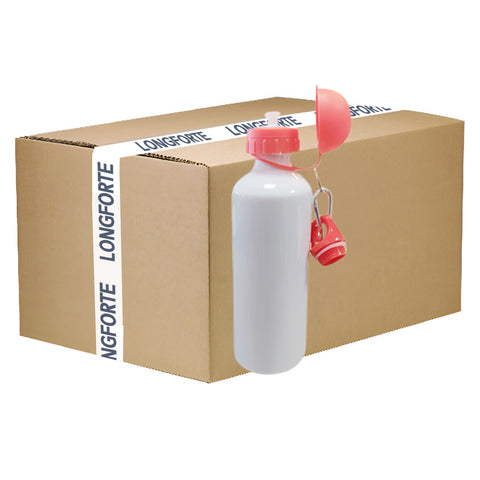 FULL CARTON - 60 x Water Bottles - COLOURED Two Lids (RED) - 600ml