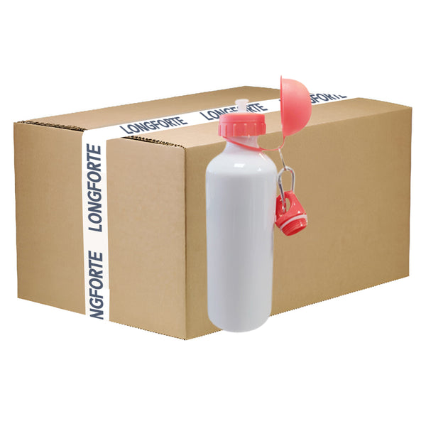 VOLLER KARTON - 60 x Wasserflaschen - FARBIG, zwei Deckel (ROT) - 600 ml