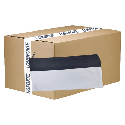 FULL CARTON - 50 x Zip Up Bags - TWO TONE Black & White - 11.5cm x 24cm