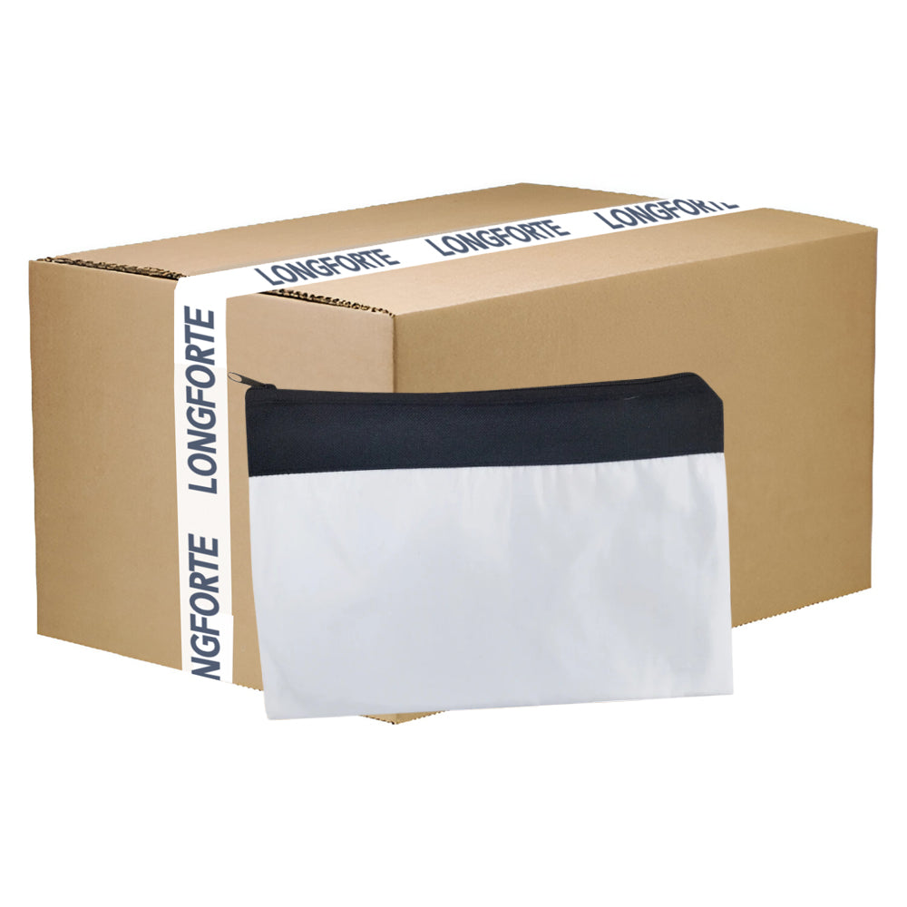 FULL CARTON - 50 x Zip Up Bags - TWO TONE Black & White - 16cm x 23cm