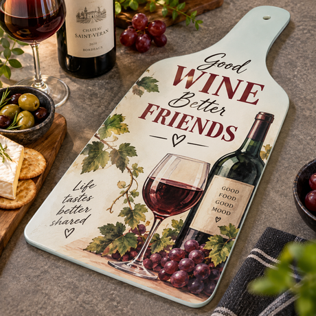 Sublimation Glass Cutting Board - 35.5cm x 18.7cm - Wine Bottle Shaped
