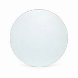A round, textured clear glass plate or platter shown from a top-down view on a clean white background.