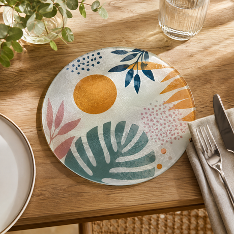 20cm Round Sublimation Glass Cutting Boards - Chinchilla - Pack of 20