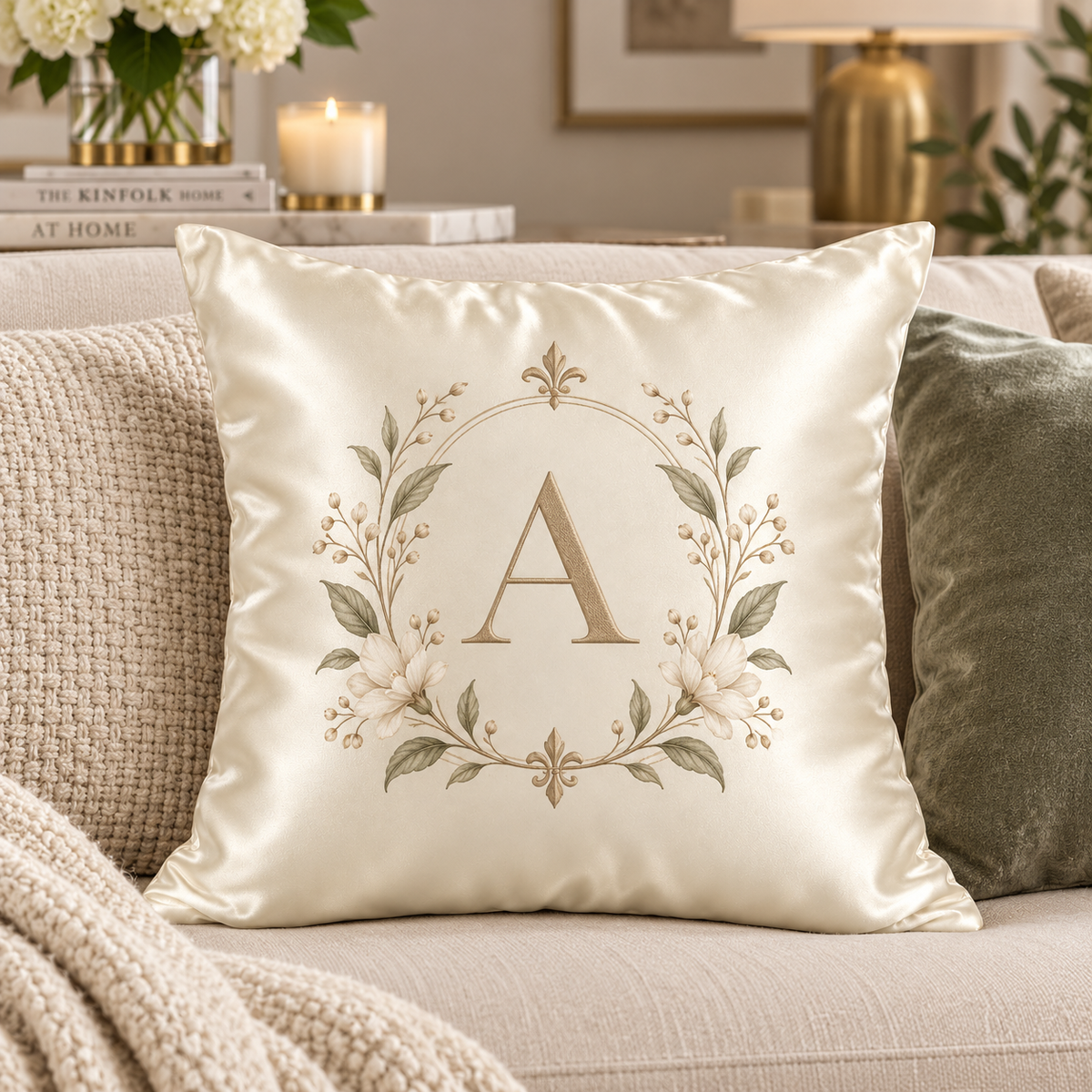 Housse de Coussin - Finition Satinée CREME - 40cm x 40cm - Carrée