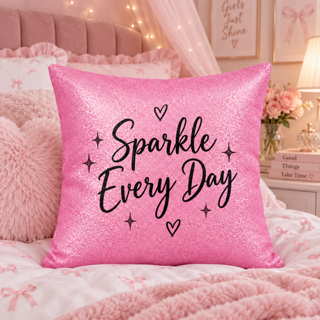 Subliweave® 40cm Square Sublimation Cushion Cover - Glitter Pink