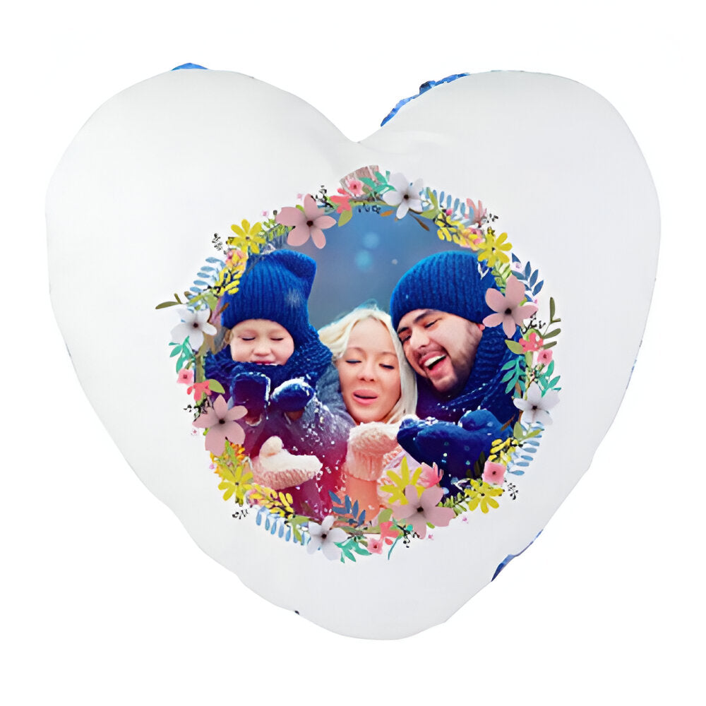 Sublimation Sequin Cushion Cover - Dark Blue - Heart