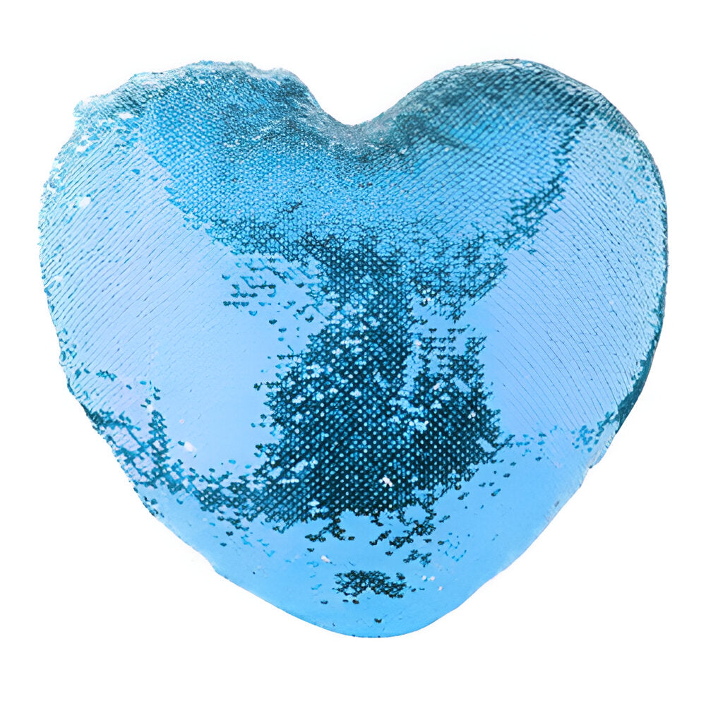 Sublimation Sequin Cushion Cover - Light Blue - Heart