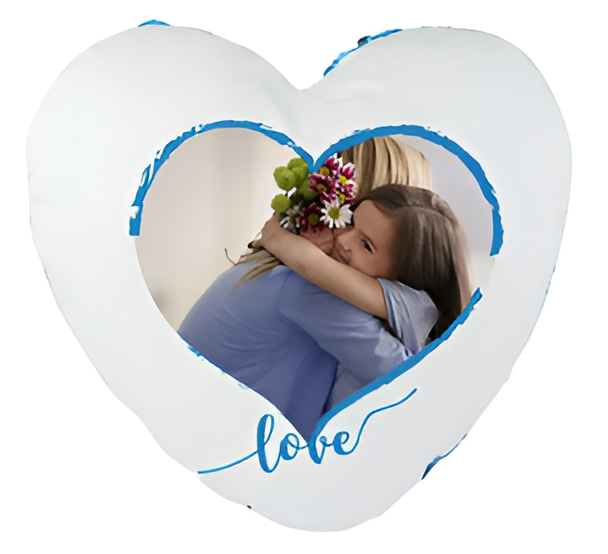 Sublimation Sequin Cushion Cover - Light Blue - Heart