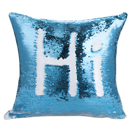 Housse de Coussin - Paillettes - BLEU - 40cm x 40cm - Carré