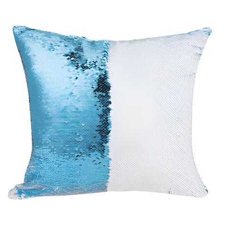 Housse de Coussin - Paillettes - BLEU - 40cm x 40cm - Carré