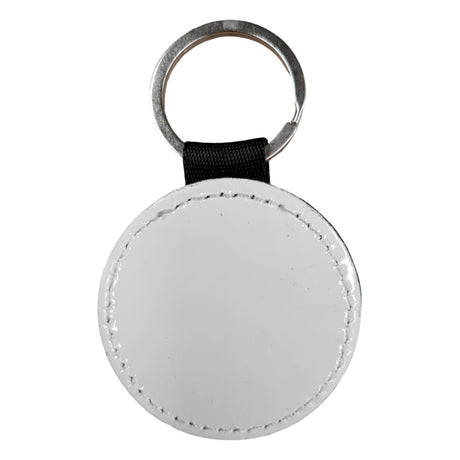 Double-Sided Sublimation PU Round Keyring - Glossy White - Pack of 10