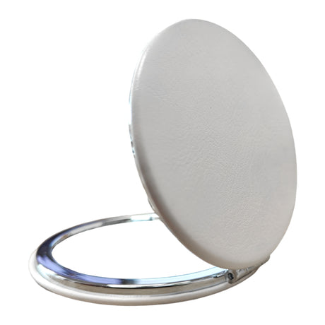 Miroir Compact de Poche - Cuir/ PU - Rose - Carré Incurvé