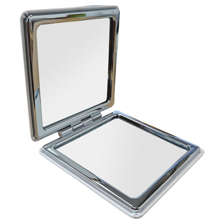 Miroir Compact de Poche - Cuir/ PU - Rose - Carré Incurvé