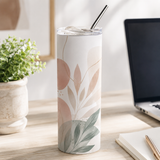ECO VALUE 600ml Slim Stainless Steel Sublimation Tumbler with Straw - White