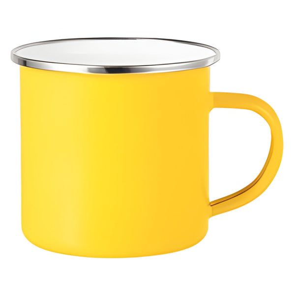 Mugs - Metal & Enamel Mugs - Yellow - 12oz Ceramic Enamel Cup - Longforte Trading Ltd
