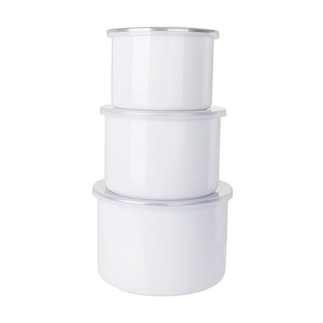 Bowls - Enamel - DEEP - 40oz (1200ml) Bowl With Lid - 9.5cm x 14cm - Longforte Trading Ltd
