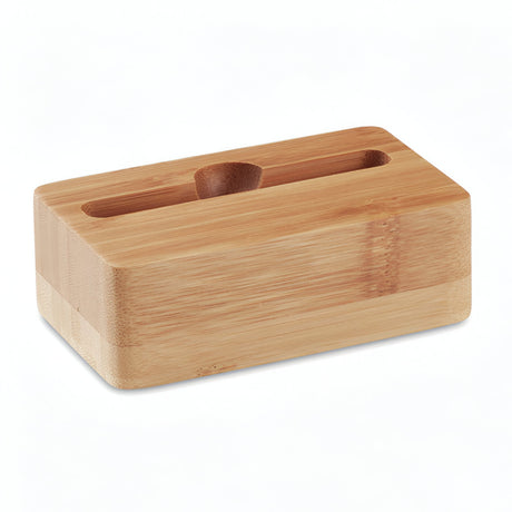 Engravable Bamboo Phone Stand with Passive Amplifier