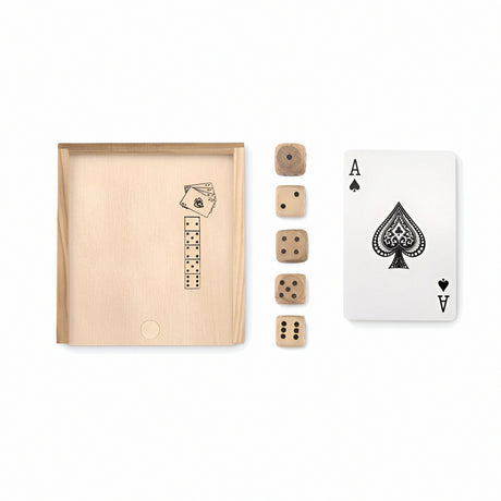 Playing Card & Dice Set in Engravable Wooden Gift Box
