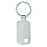 Engravable Metal Key Ring With Heart Cut-Out Detail