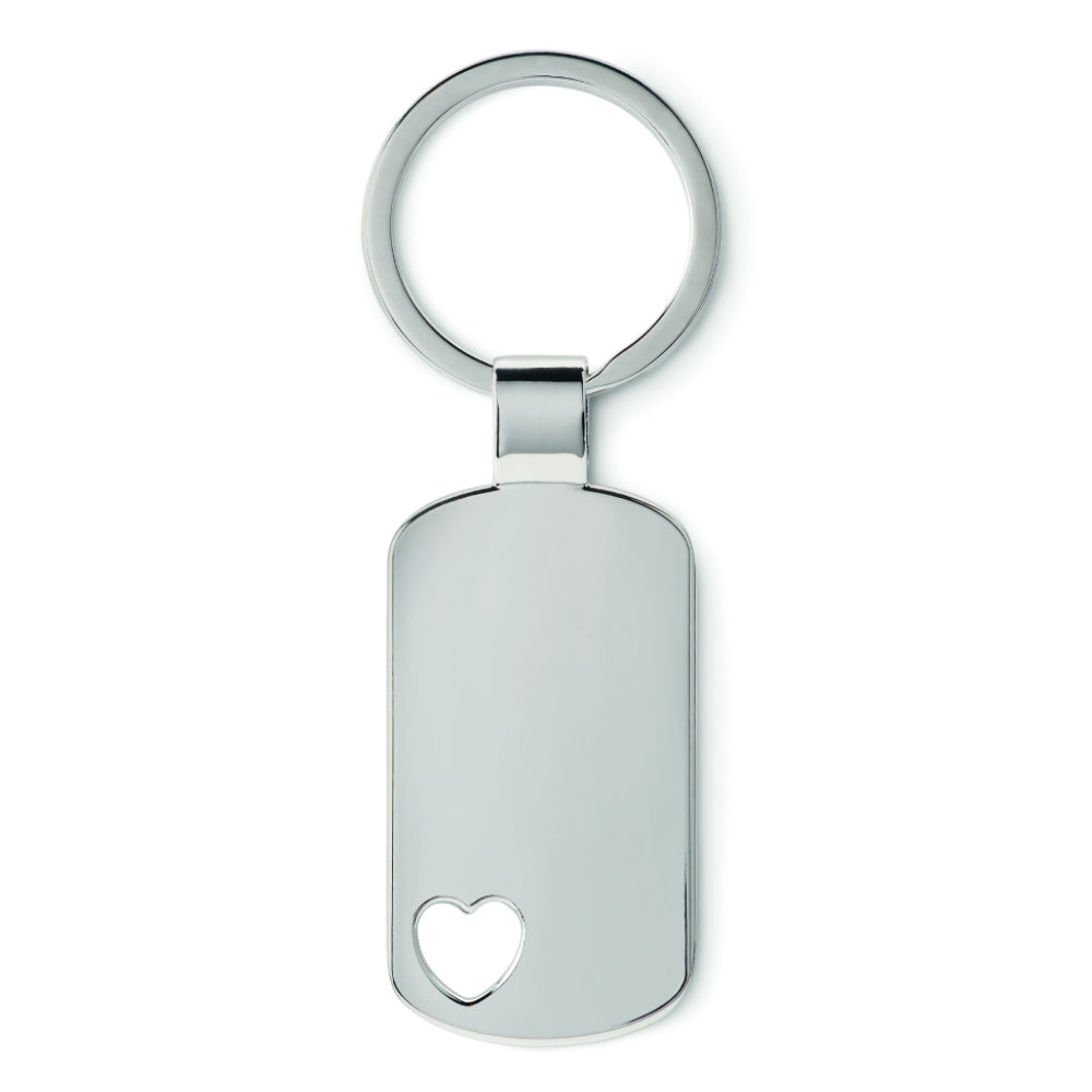 Engravable Metal Key Ring With Heart Cut-Out Detail