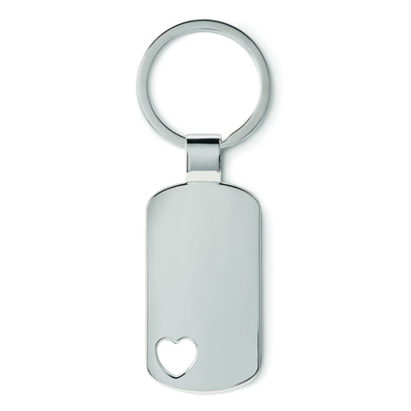 Engravable Metal Key Ring With Heart Cut-Out Detail