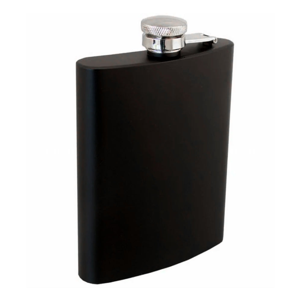 Engravable Hip Flask - Stainless Steel - 8oz - BLACK