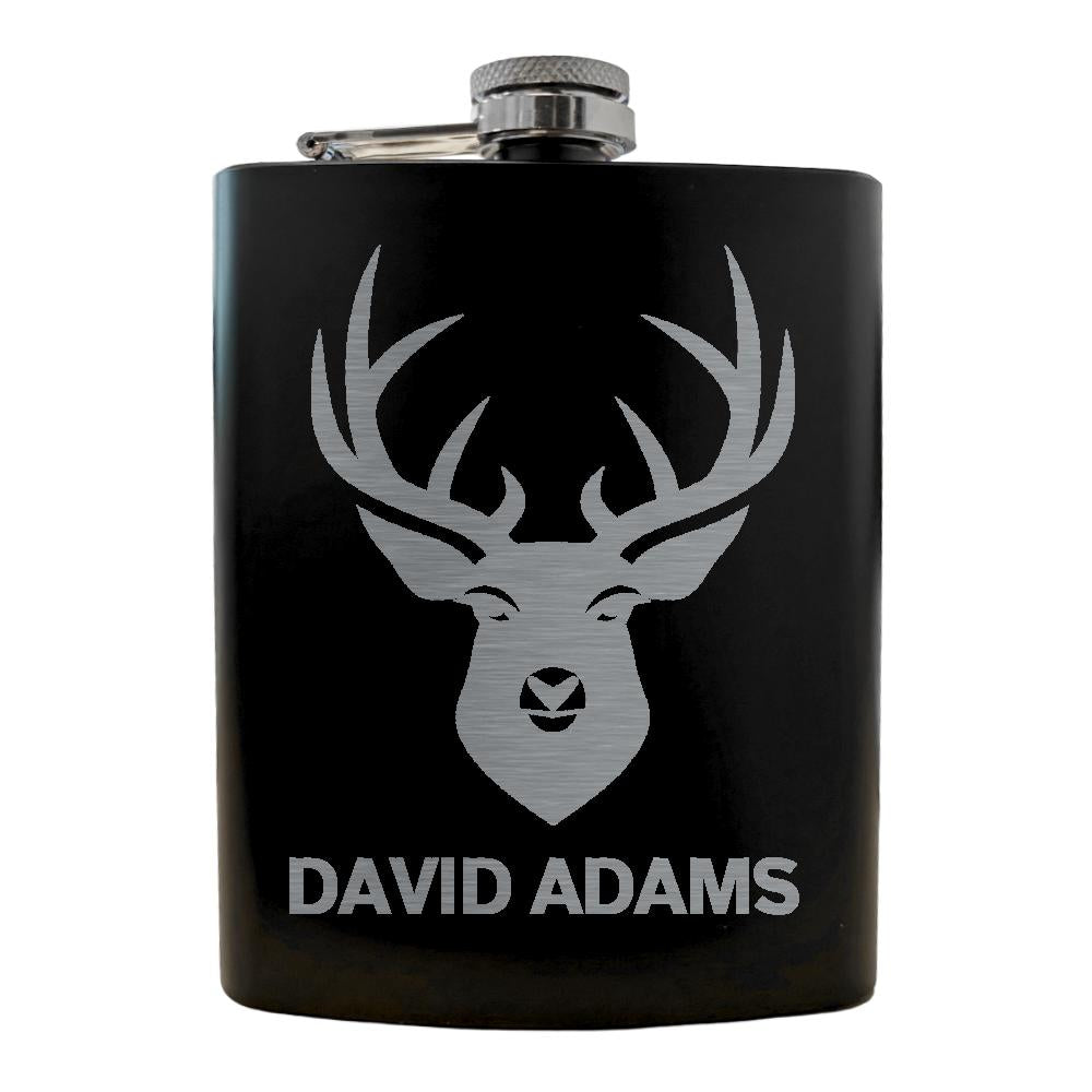 Engravable Hip Flask - Stainless Steel - 8oz - BLACK