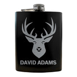 Engravable Hip Flask - Stainless Steel - 8oz - BLACK