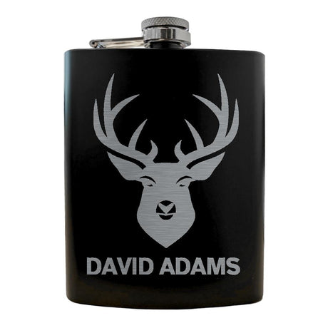 Engravable Hip Flask - Stainless Steel - 8oz - BLACK