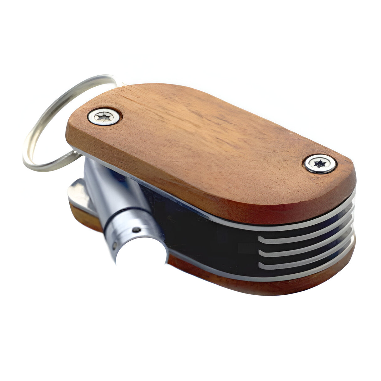 Engravable Acacia 7-in-1 Keyring Multi-Tool Gadget